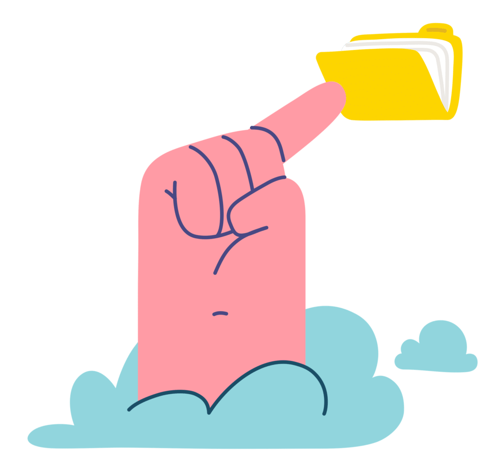 pointing hand to document folder illustration